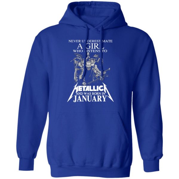 a girl who listens to metallica and was born in january t shirts long sleeve hoodies