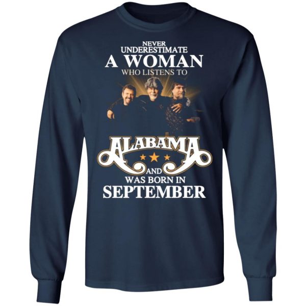 a woman who listens to alabama and was born in september t shirts long sleeve hoodies 4