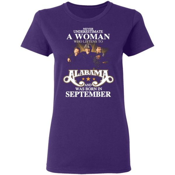 a woman who listens to alabama and was born in september t shirts long sleeve hoodies 7