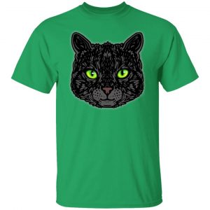 black cat face with green eyes trendy animal t shirts hoodies long sleeve 2