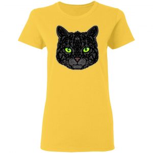 black cat face with green eyes trendy animal t shirts hoodies long sleeve 3