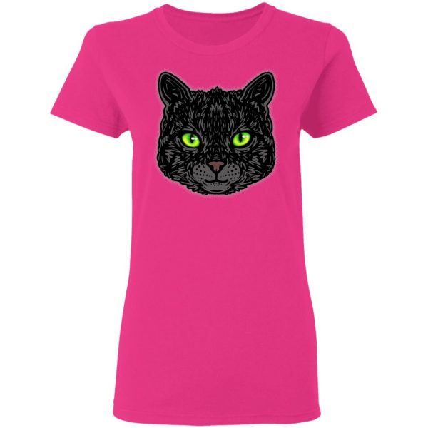 black cat face with green eyes trendy animal t shirts hoodies long sleeve 4