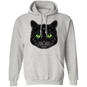 black cat face with green eyes trendy animal t shirts hoodies long sleeve 5