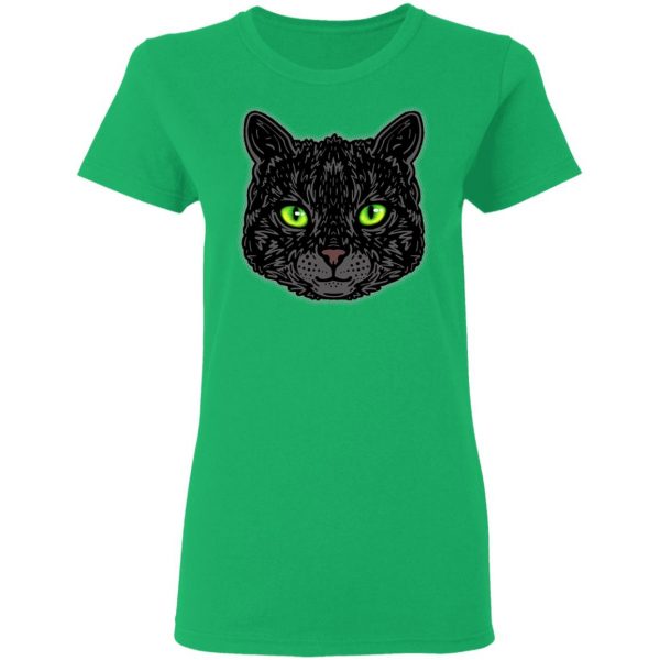 black cat face with green eyes trendy animal t shirts hoodies long sleeve 5