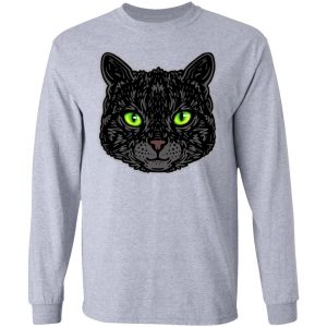 black cat face with green eyes trendy animal t shirts hoodies long sleeve 6