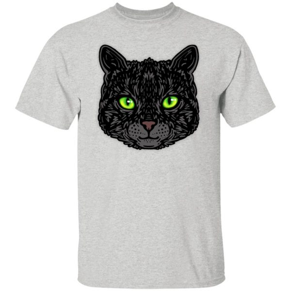 black cat face with green eyes trendy animal t shirts hoodies long sleeve 8