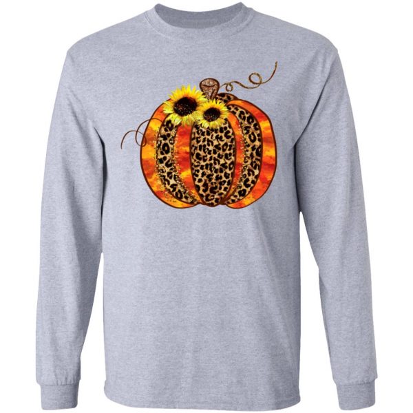 glittered leopard pattern fall pumpkin t shirts hoodies long sleeve 5