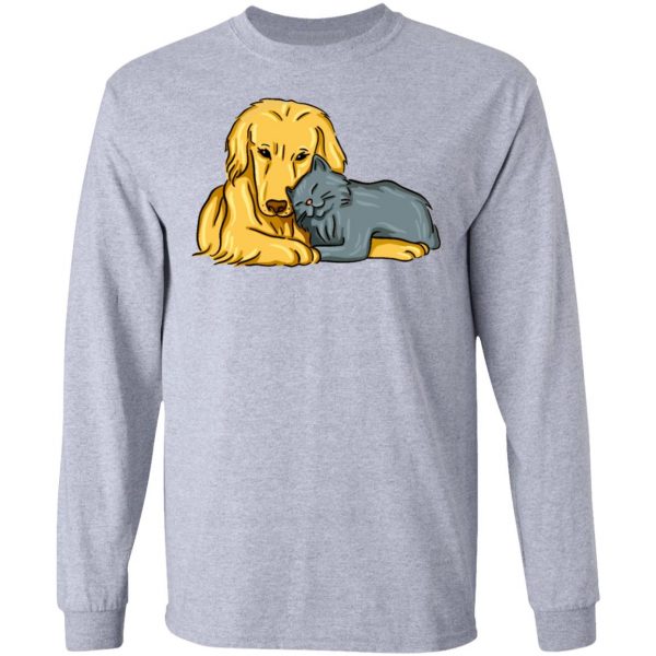 dog and cat cuddling animal love between dog cat t shirts hoodies long sleeve 8