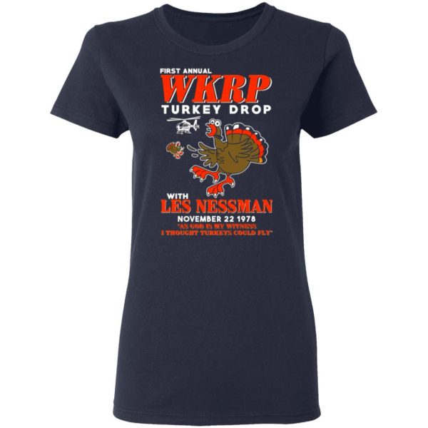 first annual wkrp turkey drop with les nessman t shirts long sleeve hoodies 3