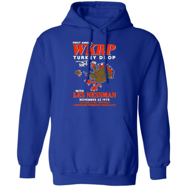 first annual wkrp turkey drop with les nessman t shirts long sleeve hoodies 7