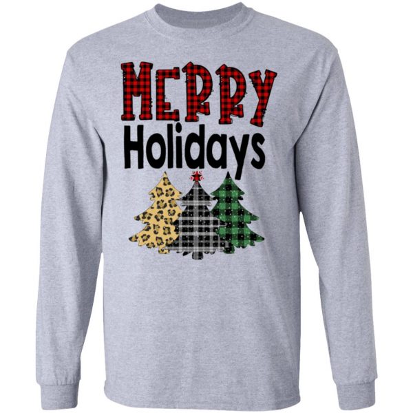 merry holidays quote colorful christmas trees t shirts hoodies long sleeve 10