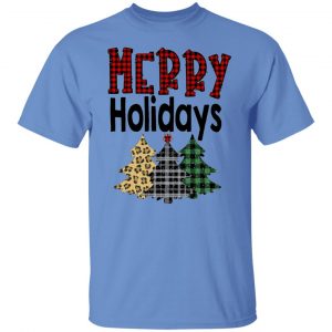 merry holidays quote colorful christmas trees t shirts hoodies long sleeve 2