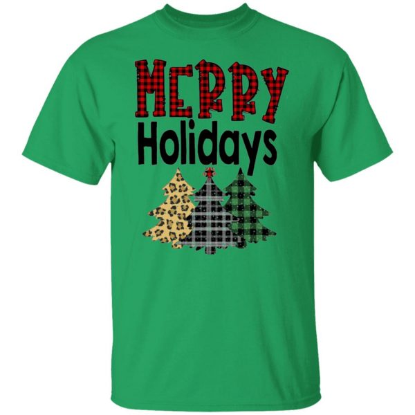 merry holidays quote colorful christmas trees t shirts hoodies long sleeve 3