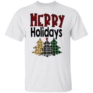 merry holidays quote colorful christmas trees t shirts hoodies long sleeve
