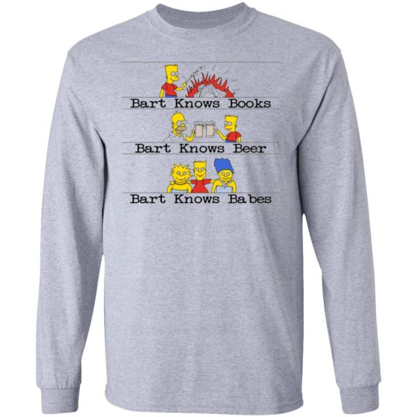 bart knows books bart knows beer bart knows babes the simpsons long sleeve 8