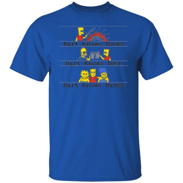 bart knows books bart knows beer bart knows babes the simpsons t shirts 11