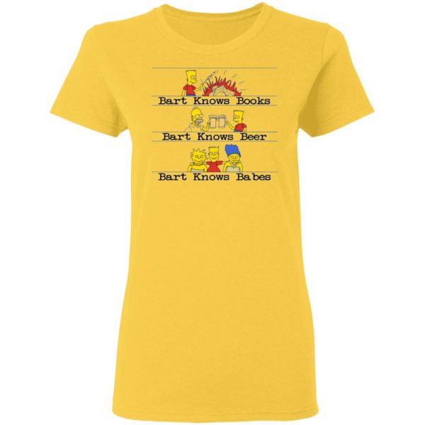 bart knows books bart knows beer bart knows babes the simpsons t shirts 7