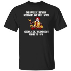 The Difference Between McDonalds And Where I Work McDonalds Only Has One Clown Running The Show T-Shirts, Long Sleeve, Hoodies