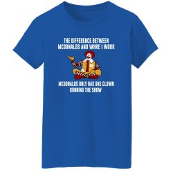 The Difference Between McDonalds And Where I Work McDonalds Only Has One Clown Running The Show T-Shirts, Long Sleeve, Hoodies