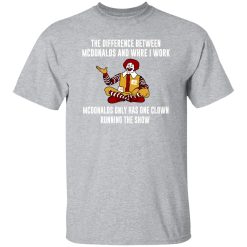 The Difference Between McDonalds And Where I Work McDonalds Only Has One Clown Running The Show T-Shirts, Long Sleeve, Hoodies