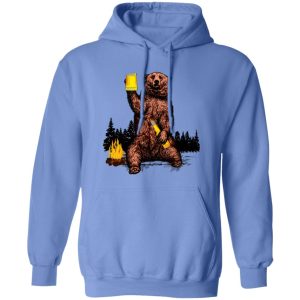 Bear Drinking Beer Camp Fire Woods Outdoor Grizzly T Shirts, Hoodies, Long Sleeve