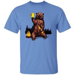 Bear Drinking Beer Camp Fire Woods Outdoor Grizzly T-Shirts, Long Sleeve, Hoodies