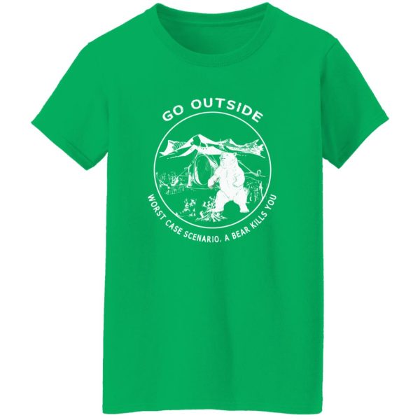 Go Outside Worst Case Scenario A Bear Kills You Funny T-Shirts, Long Sleeve, Hoodies