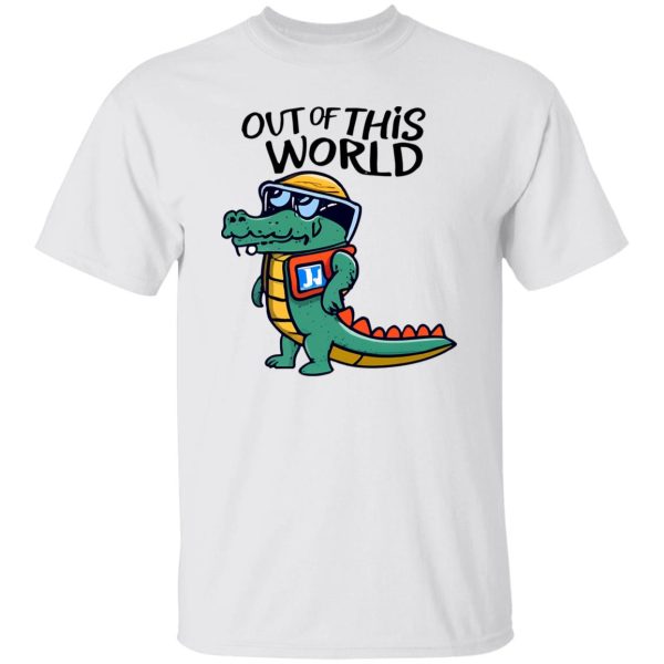 Cartoon Alligator Astronaut – Out of This World T Shirts, Hoodies, Long Sleeve