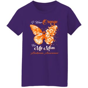 I Wear Orange For My Mom Leukemia Awareness Butterfly Ribbon Gifts T-Shirts, Long Sleeve, Hoodies