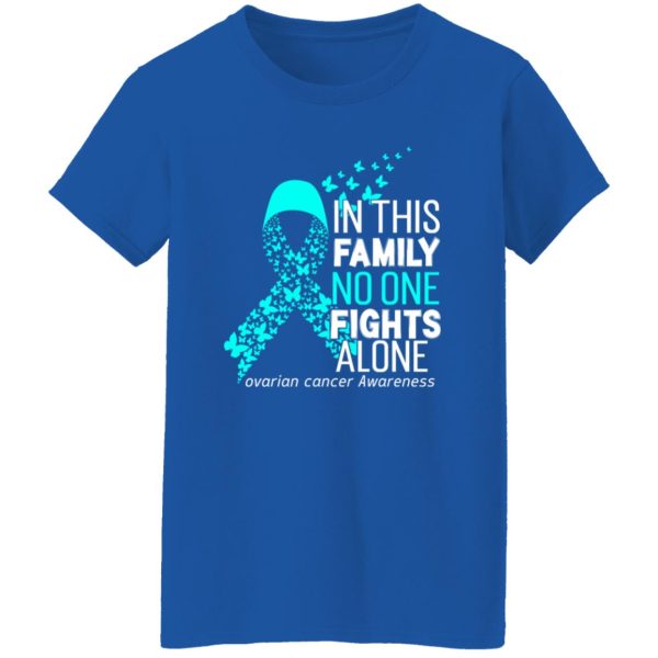 In this family no one fights alone ovarian cancer awareness T-Shirts, Long Sleeve, Hoodies