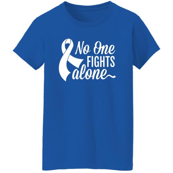 No One Fights Alone Awareness Ribbon T-Shirts, Long Sleeve, Hoodies