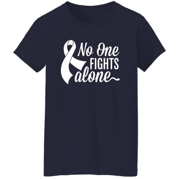 No One Fights Alone Awareness Ribbon T-Shirts, Long Sleeve, Hoodies