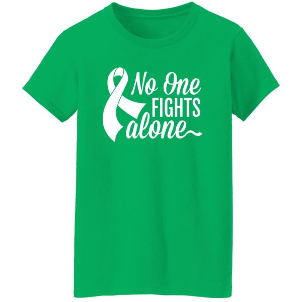 No One Fights Alone Awareness Ribbon T-Shirts, Long Sleeve, Hoodies