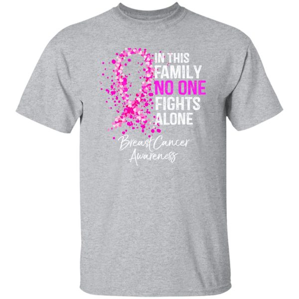 In This Family No One Fights Alone Breast Cancer Awareness T-Shirts, Long Sleeve, Hoodies