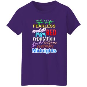 Taylor Swift The Eras Tour 2023 Fearless Speak Now 1989 Red Reputation Lover Folklore Evermore Midnights T-Shirts, Long Sleeve, Hoodies