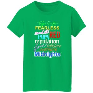 Taylor Swift The Eras Tour 2023 Fearless Speak Now 1989 Red Reputation Lover Folklore Evermore Midnights T-Shirts, Long Sleeve, Hoodies