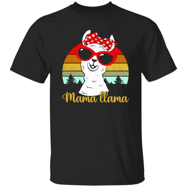 Mama Llama Llama With Bandana And Glasses Vintage T-Shirts, Long Sleeve, Hoodies