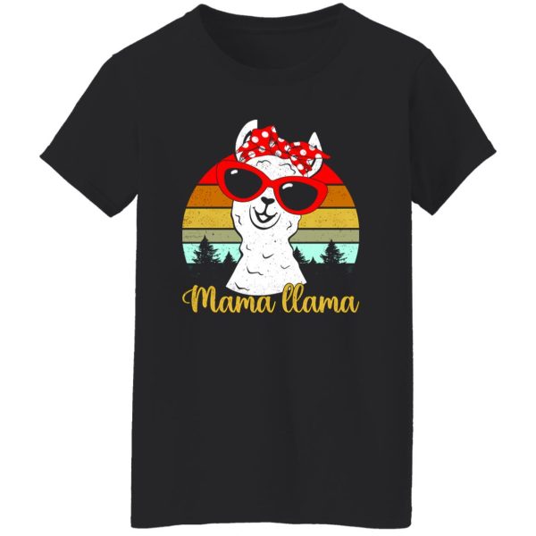 Mama Llama Llama With Bandana And Glasses Vintage T-Shirts, Long Sleeve, Hoodies