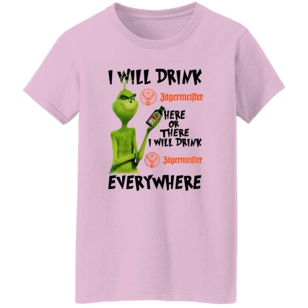 The Grinch I Will Drink Jagermeister Here Or There Or Everywhere T Shirts, Hoodies, Long Sleeve