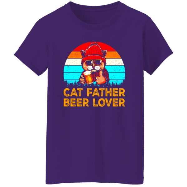 Cat Father Beer Lover Father’s Day Vintage T-Shirts, Long Sleeve, Hoodies