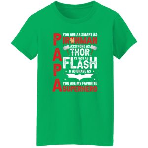 Papa You Are As Smart As Ironman As Strong As Thor As Fast As Flash & As Shirt