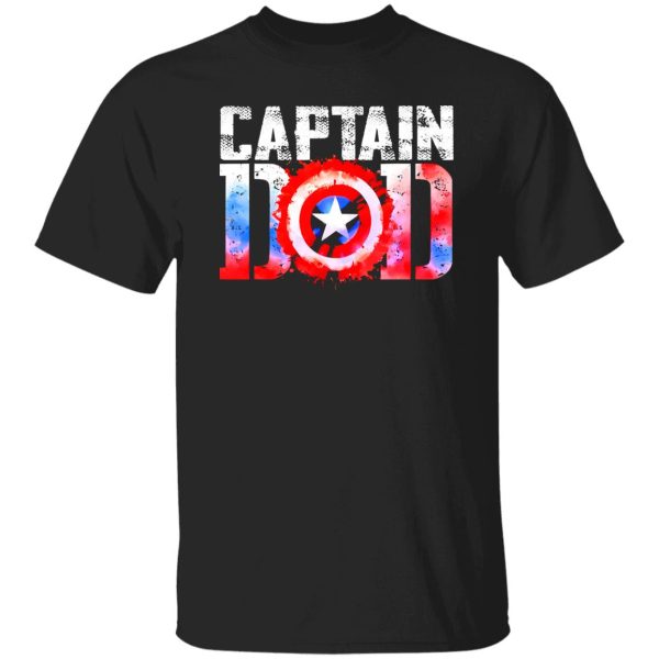 Captain Dad Superhero Funny Men Fathers Day Vintage Dad Shirt