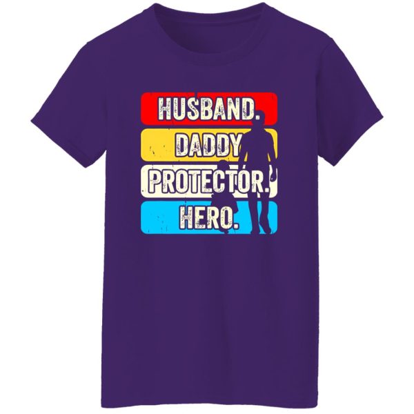 Husband Daddy Protector Hero Vintage Dad Gift Shirt