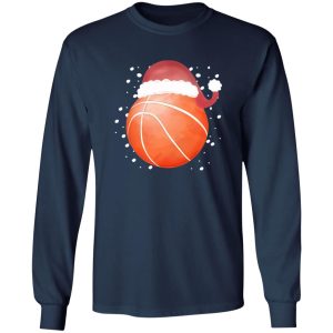 Basketball Christmas Shirt, Basketball With Santa Hat Shirt