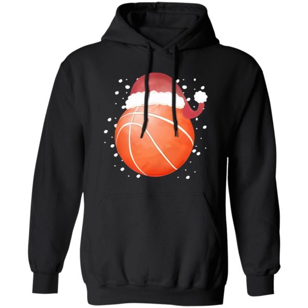 Basketball Christmas Shirt, Basketball With Santa Hat Shirt