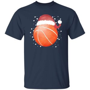 Basketball Christmas Shirt, Basketball With Santa Hat Shirt