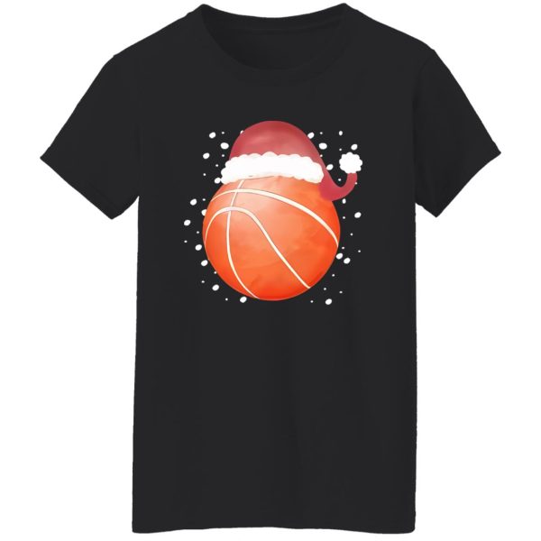 Basketball Christmas Shirt, Basketball With Santa Hat Shirt