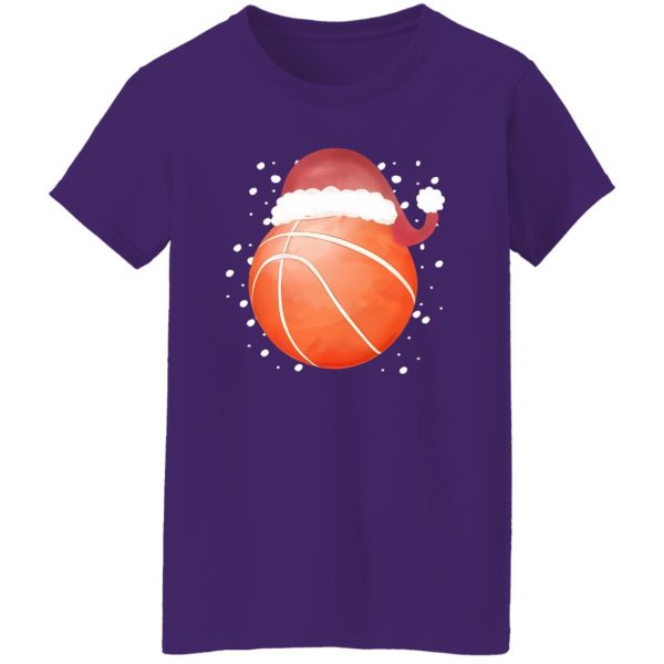 Basketball Christmas Shirt, Basketball With Santa Hat Shirt