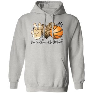 Basketball Shirt, Peace Love Basketball Leopard Shirt