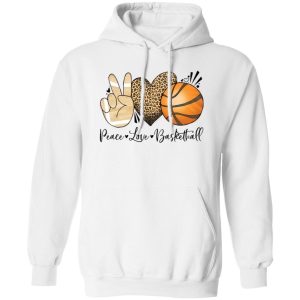 Basketball Shirt, Peace Love Basketball Leopard Shirt